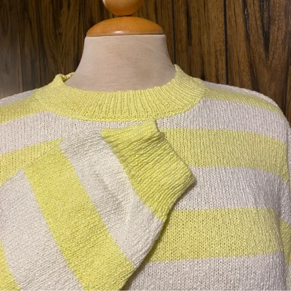 Forever 21 Yellow and White Striped Drop-Sleeve Sweater - Picture 8 of 13